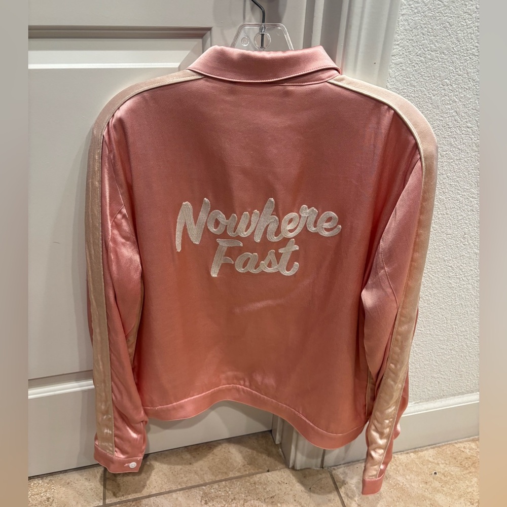 Anthropologie Pink Satin Capulet Jacket Size Large